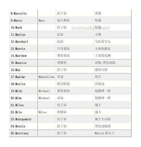 男子英文名的寓意大全